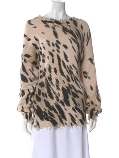 Pre-owned R13 Animal Print Bateau Neckline Sweater In Pink