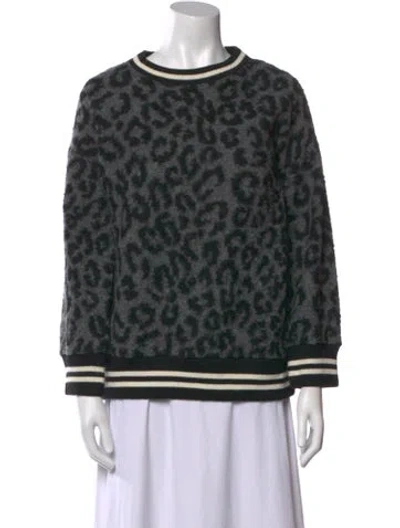 Pre-owned R13 Animal Print Bateau Neckline Sweatshirt In Green