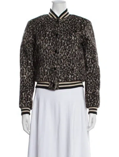 Pre-owned R13 Animal Print Bomber Jacket In Brown