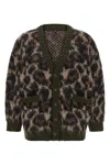 R13 Leopard Cardigan Long Sleeves V Neck Pockets In Brown
