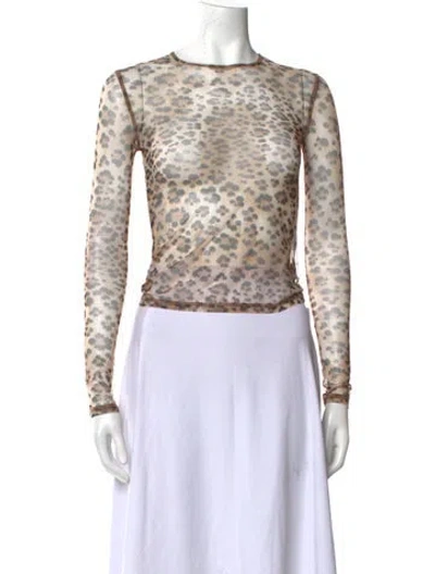 Pre-owned R13 Animal Print Crew Neck Crop Top In Brown