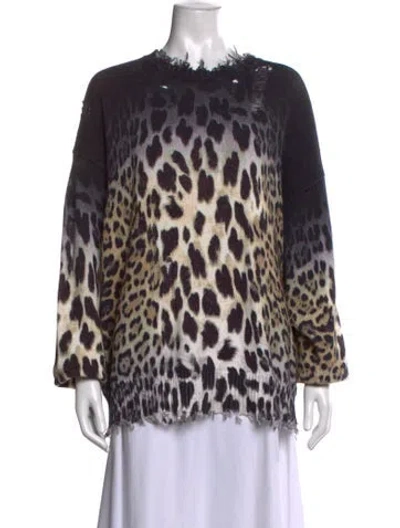 Pre-owned R13 Animal Print Crew Neck Sweater In Black