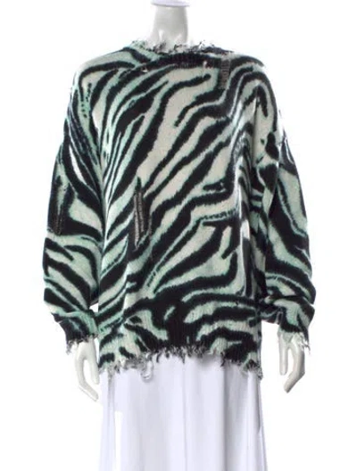 Pre-owned R13 Animal Print Crew Neck Sweater In Blue