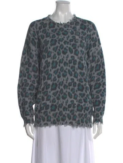 Pre-owned R13 Animal Print Crew Neck Sweater In Blue
