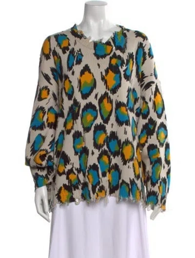 Pre-owned R13 Animal Print Crew Neck Sweater In Blue
