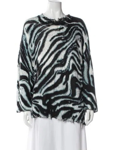 Pre-owned R13 Animal Print Crew Neck Sweater In Blue