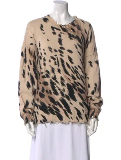 Pre-owned R13 Animal Print Crew Neck Sweater In Brown