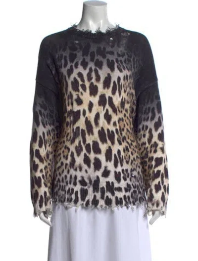 Pre-owned R13 Animal Print Crew Neck Sweater In Gray