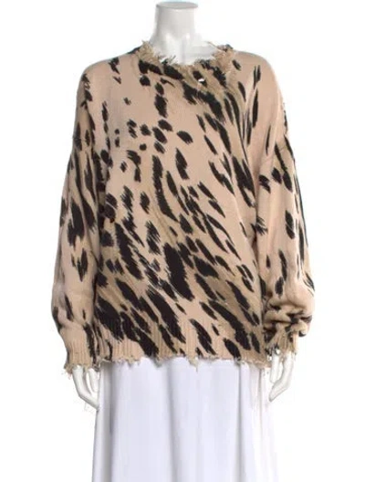 Pre-owned R13 Animal Print Crew Neck Sweater In Neutral