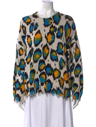 Pre-owned R13 Animal Print Crew Neck Sweater In Neutral
