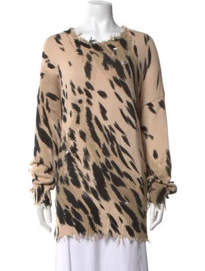 Pre-owned R13 Animal Print Crew Neck Sweater In Neutrals
