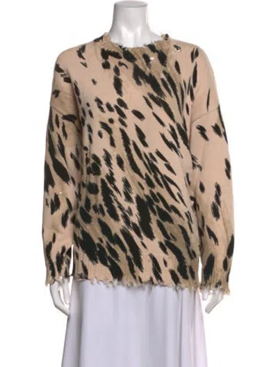 Pre-owned R13 Animal Print Crew Neck Sweater In Neutrals