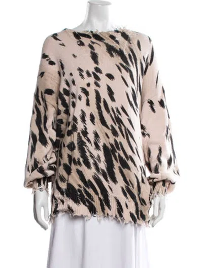 Pre-owned R13 Animal Print Crew Neck Sweater In Neutrals