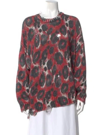 Pre-owned R13 Animal Print Crew Neck Sweater In Red