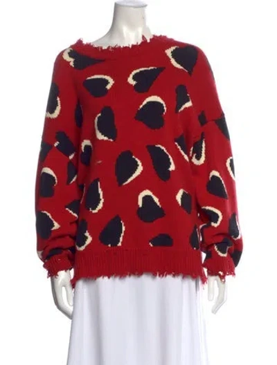 Pre-owned R13 Animal Print Crew Neck Sweater In Red