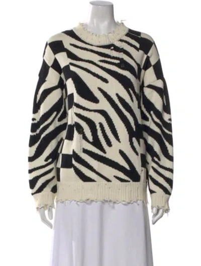 Pre-owned R13 Animal Print Crew Neck Sweater In White