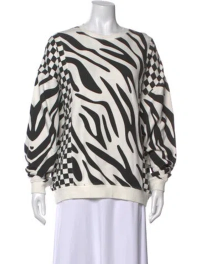Pre-owned R13 Animal Print Crew Neck Sweater In White