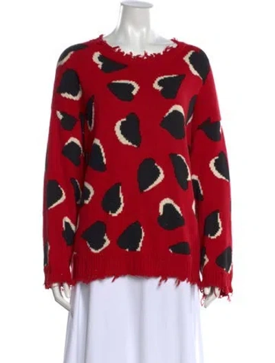 Pre-owned R13 Animal Print Crew Neck Sweatshirt In Red