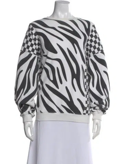 Pre-owned R13 Animal Print Crew Neck Sweatshirt In White