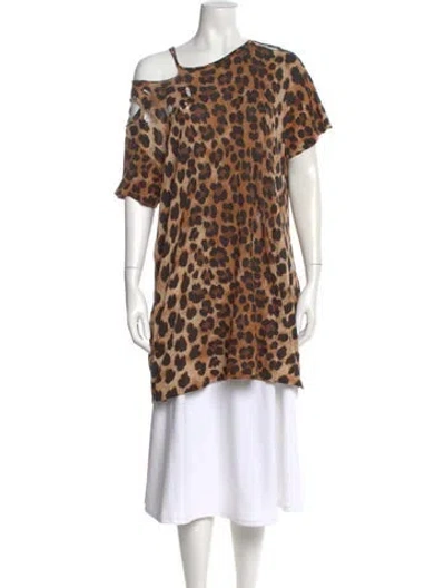 Pre-owned R13 Animal Print Crew Neck T-shirt In Brown