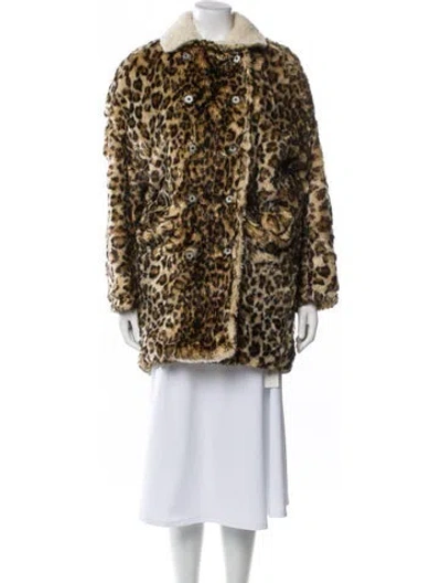 Pre-owned R13 Animal Print Faux Fur Coat In Brown