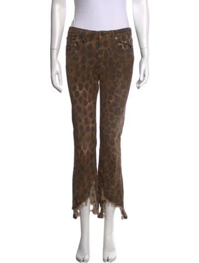 Pre-owned R13 Animal Print Flared Pants In Brown