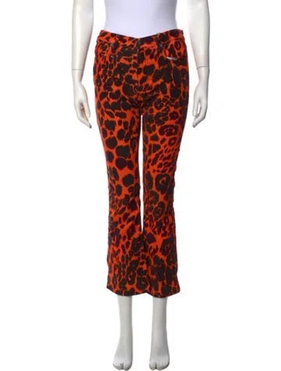 Pre-owned R13 Animal Print Flared Pants W/ Tags In Orange