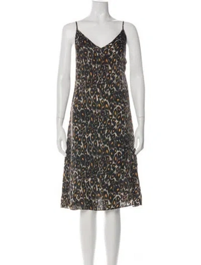 Pre-owned R13 Animal Print Knee-length Dress In Green
