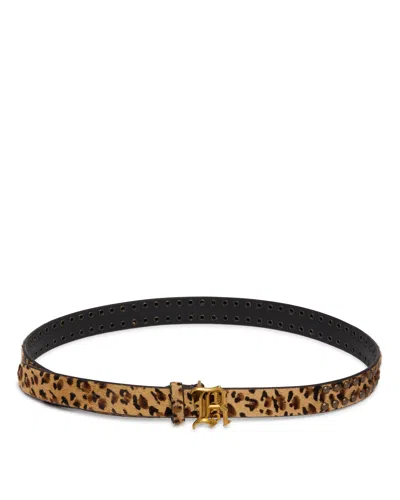 R13 Animal Print Logo Belt In Brown