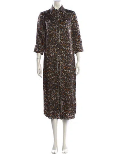 Pre-owned R13 Animal Print Long Dress In Brown