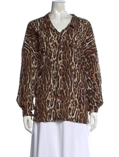 Pre-owned R13 Animal Print Long Sleeve Top In Brown