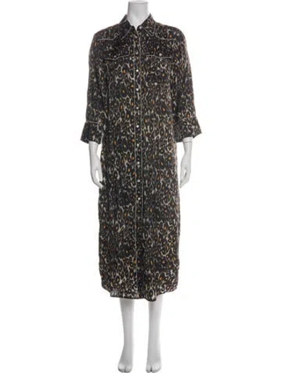 Pre-owned R13 Animal Print Midi Length Dress In Black