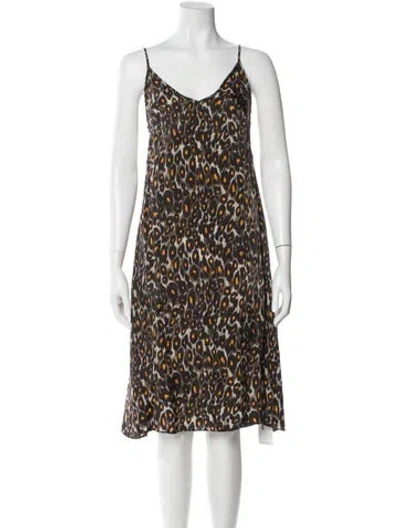 Pre-owned R13 Animal Print Midi Length Dress In Brown