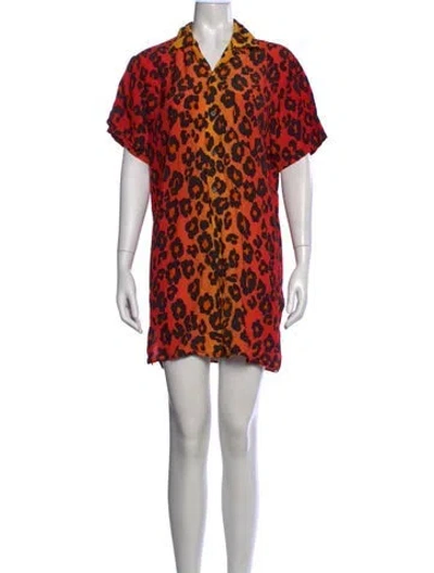 Pre-owned R13 Animal Print Mini Dress In Orange