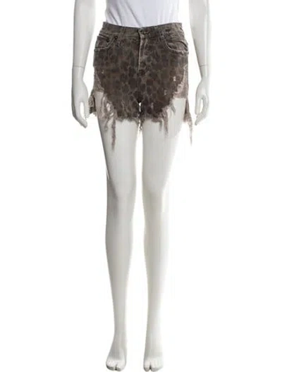 Pre-owned R13 Animal Print Mini Shorts In Brown