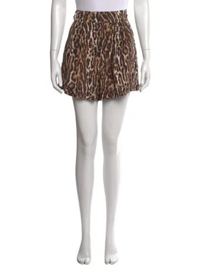 Pre-owned R13 Animal Print Mini Shorts In Brown