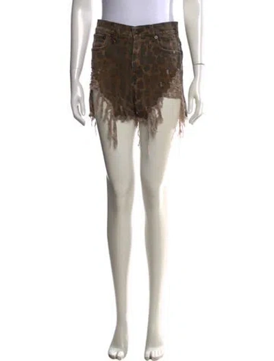 Pre-owned R13 Animal Print Mini Shorts In Neutrals