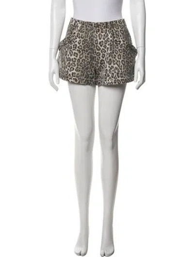 Pre-owned R13 Animal Print Mini Shorts In White