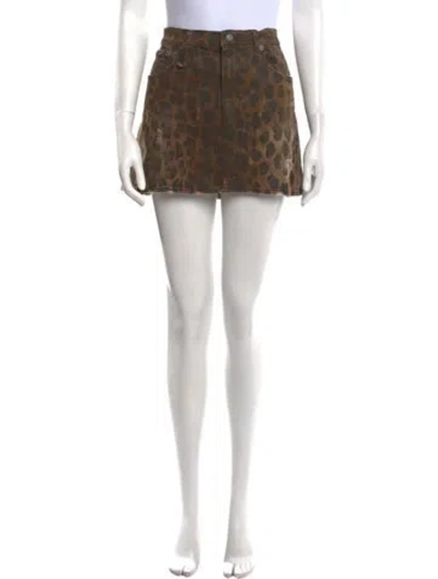 Pre-owned R13 Animal Print Mini Skirt In Black