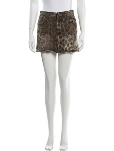 Pre-owned R13 Animal Print Mini Skirt In Brown