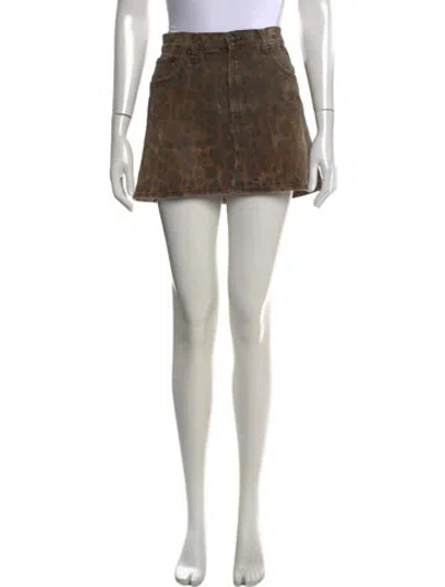 Pre-owned R13 Animal Print Mini Skirt In Brown