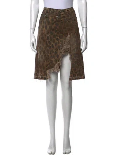 Pre-owned R13 Animal Print Mini Skirt In Brown