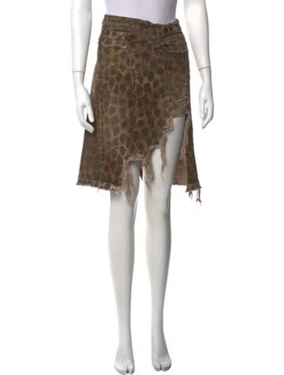 Pre-owned R13 Animal Print Mini Skirt In Brown