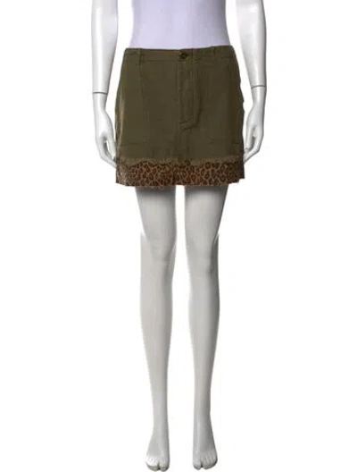 Pre-owned R13 Animal Print Mini Skirt In Green
