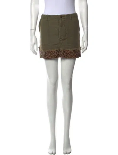Pre-owned R13 Animal Print Mini Skirt In Green