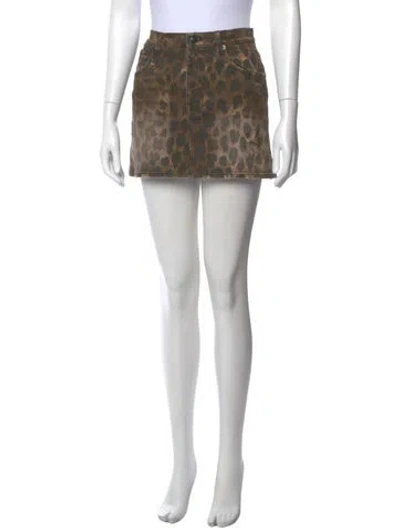 Pre-owned R13 Animal Print Mini Skirt In Neutral