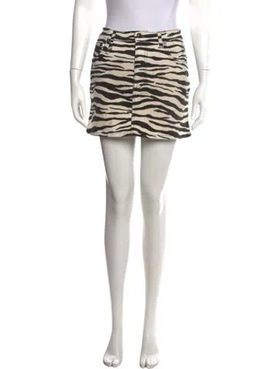 Pre-owned R13 Animal Print Mini Skirt In White