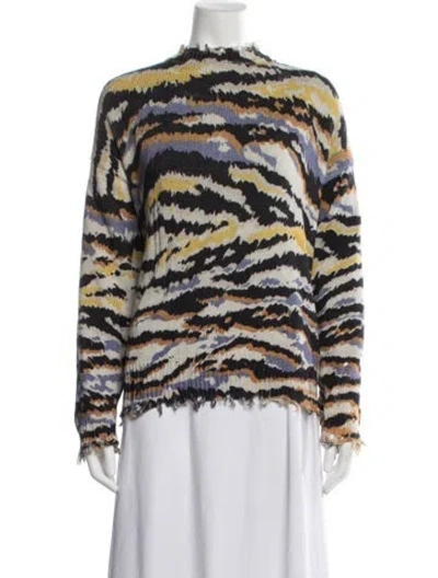 Pre-owned R13 Animal Print Mock Neck Sweater In Neutrals
