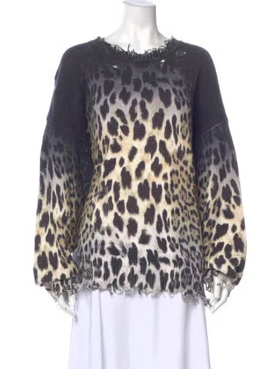 Pre-owned R13 Animal Print Scoop Neck Sweater In Black