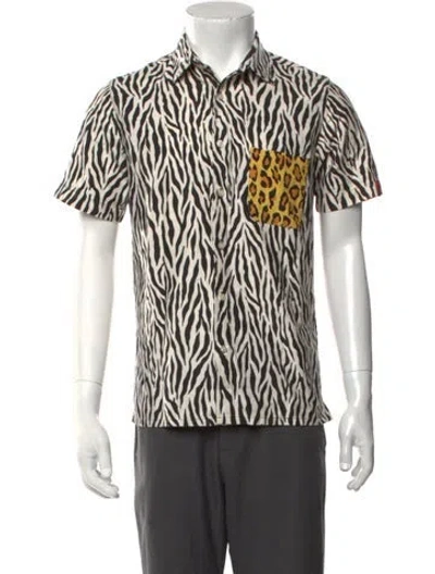 Pre-owned R13 Animal Print Short Sleeve Shirt In White